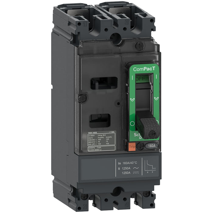 Circuit breaker ComPacT NSX100S AC/DC, 70kA at 415VAC, TMD trip unit 25A, 2 poles 2d