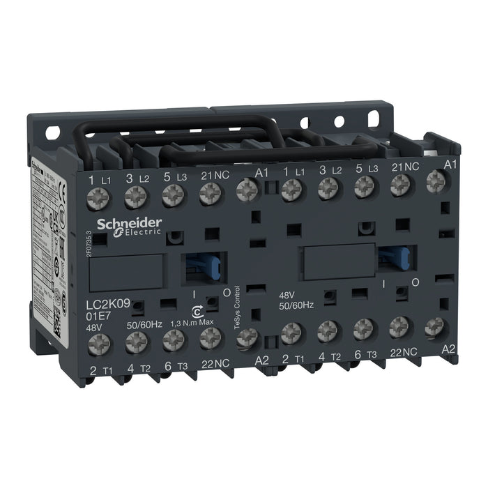 TeSys K reversing contactor - 3P - AC-3 <= 440 V 9 A - 1 NC - 220...230 VAC coil