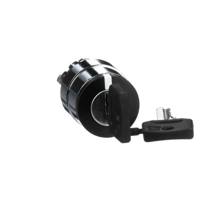 Harmony XB4, Key switch selector head, metal, black, Ø22, key n°455, 2 positions, stay put