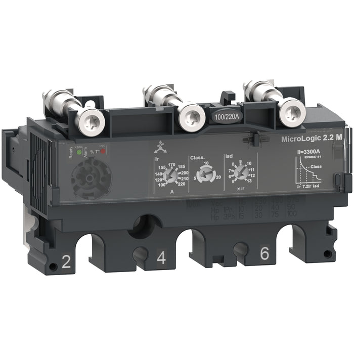 trip unit MicroLogic 2.2 M for ComPacT NSX 100/160/250 circuit breakers, electronic, rating 50 A, 3 poles 3d
