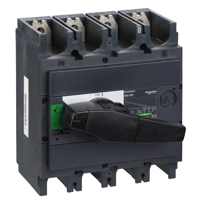 switch disconnector, Compact INS500 , 500 A, standard version with black rotary handle, 4 poles