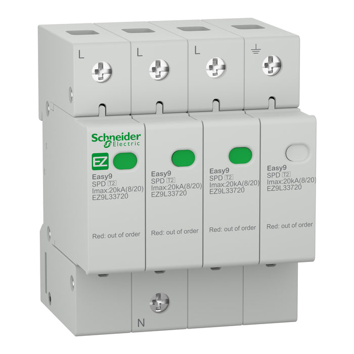 Easy9 surge arrester, 3P + N, 400 V, 20000 A