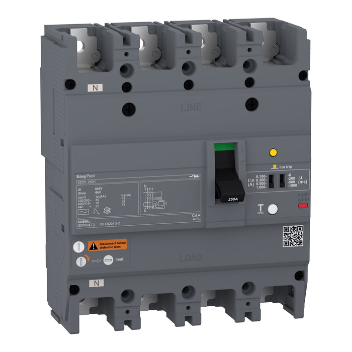 circuit breaker Easypact EZCV250H - TMD - 63 A - 4 poles 3d