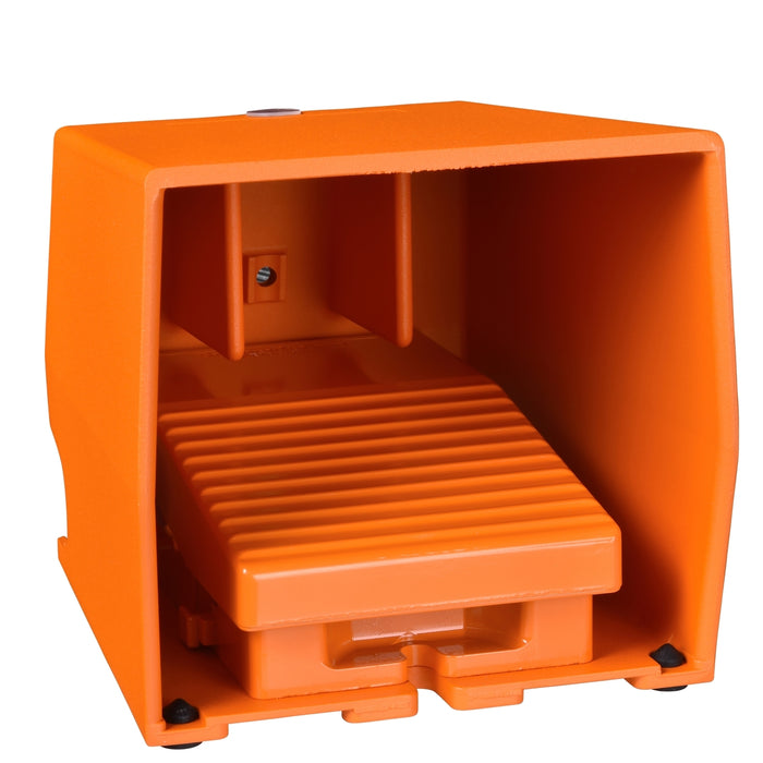 Preventa XPE, Single foot switch, metal, orange, with cover, 2 NO + 2 NC