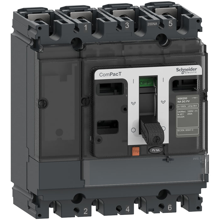 Switch disconnector ComPacT NSX200NA DC PV, 200A rating, 4 poles