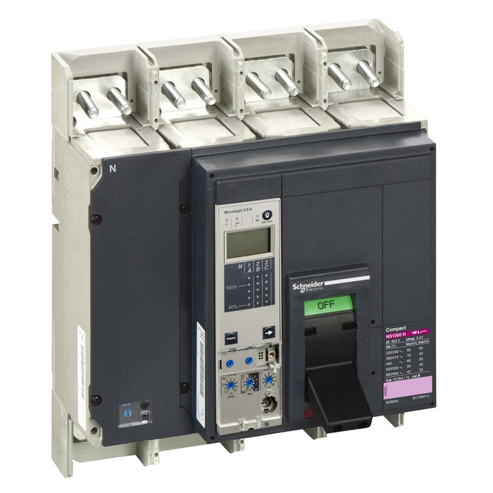 circuit breaker ComPact NS1000H, 70 kA at 415 VAC, Micrologic 5.0 E trip unit, 1000 A, fixed,4 poles 4d