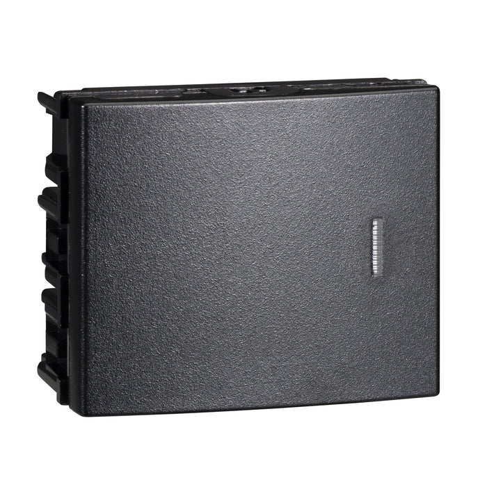 Medium single pole,2 way switch module (1 and half module wide) - black