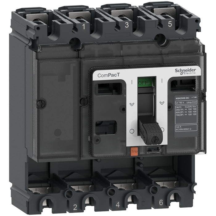 Circuit breaker basic frame, ComPacT NSX160S DC, 100kA at 750 VDC, 160A, without trip unit, 4 poles