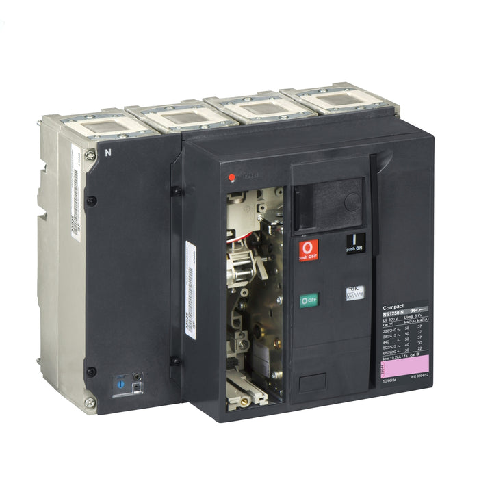 circuit breaker basic frame, ComPact NS 1250N, 50 kA at 415 VAC, 1250 A, fixed, electrically operated, without trip unit, 4 P