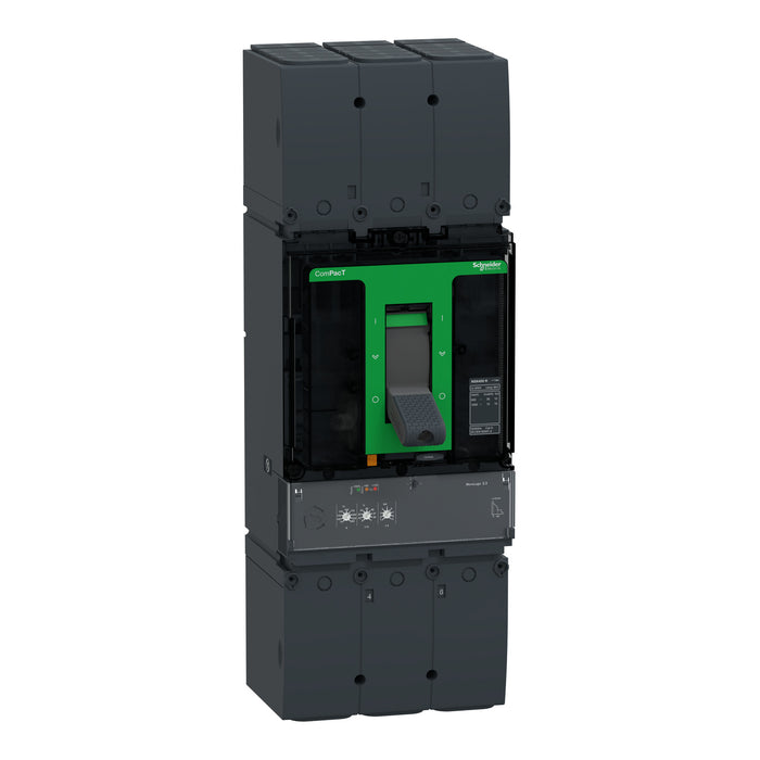 Circuit breaker ComPacT NSX400K, 36kA at 800VAC, 10kA at 1000VAC, MicroLogic 2.3 trip unit, 250A, 3 poles 3d