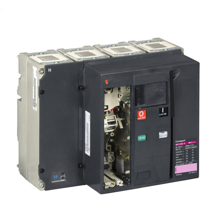 circuit breaker basic frame, ComPact NS 1250H, 70 kA at 415 VAC, 1250 A, fixed, electrically operated, without trip unit, 4 P