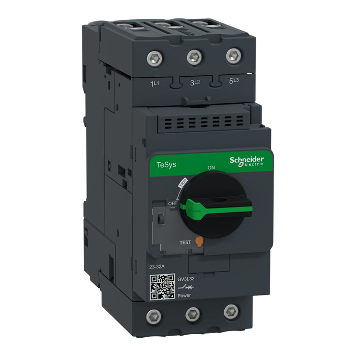 Motor circuit breaker, TeSys GV3, 3P, 32 A, magnetic, rotary handle, EverLink terminals