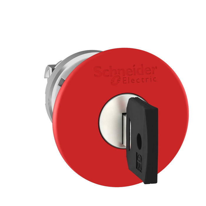 Head for emergency switching off push button, Harmony XB4, red Ø 40 stop, Ø22 mm trigger and latching key release1