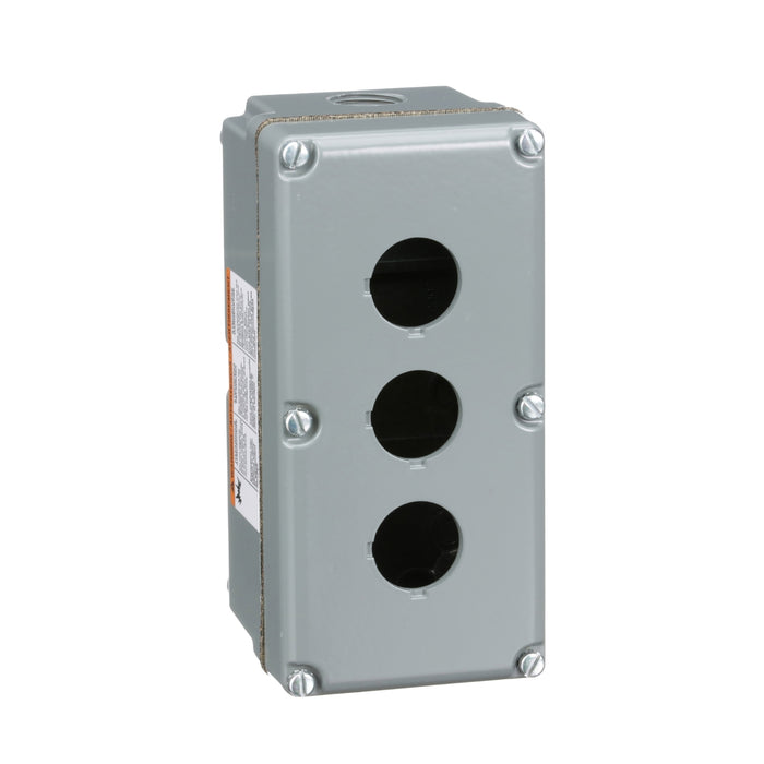 empty control station - 9001K - aluminium - 3 cut-outs Ø 30