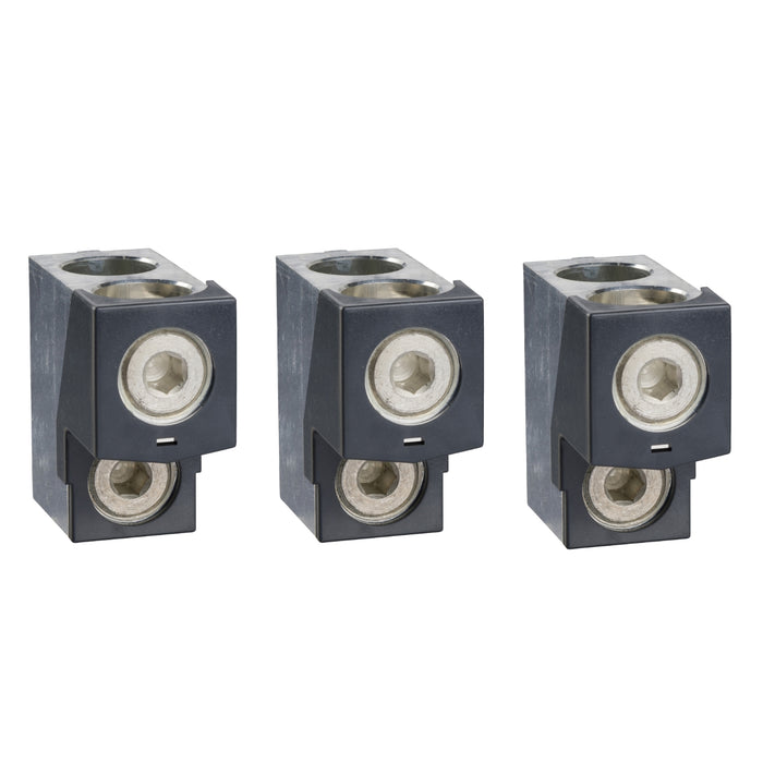 aluminium bare cable connectors, ComPact NSX, EasyPact CVS, for 2 cables 35 mm² to 240 mm², 630 A, set of 3 parts