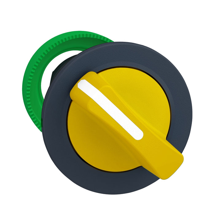 Head for selector switch, Harmony XB5, flush mounted yellow 2 pos stay put