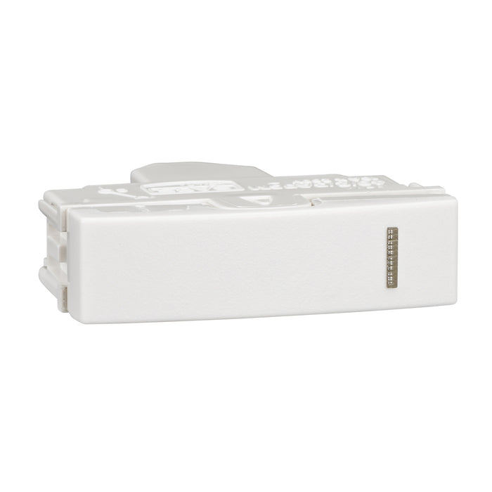 Half standard single pole,1way switch module (half module wide) - white