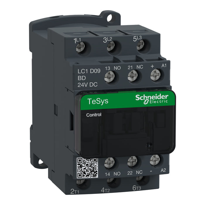 LC1D09BD - TeSys D contactor - 3P(3 NO) - AC-3 - <= 440 V 9 A - 24 V DC coil. TeSys D contactors is the perfect choice for any applications.