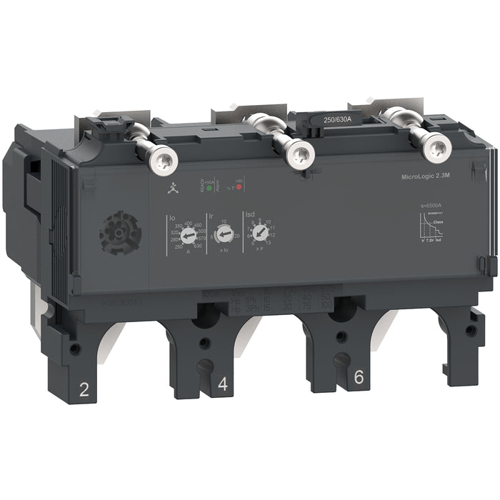 trip unit MicroLogic 2.3 M for ComPacT NSX 630 circuit breakers, electronic, rating 500 A, 3 poles 3d
