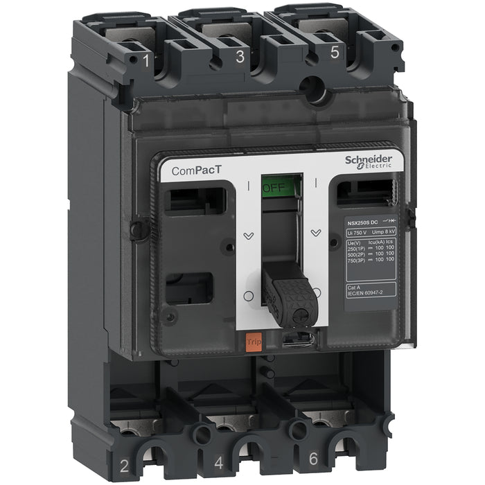 Circuit breaker basic frame, ComPacT NSX160S DC, 100kA at 750 VDC, 160A, without trip unit, 3 poles