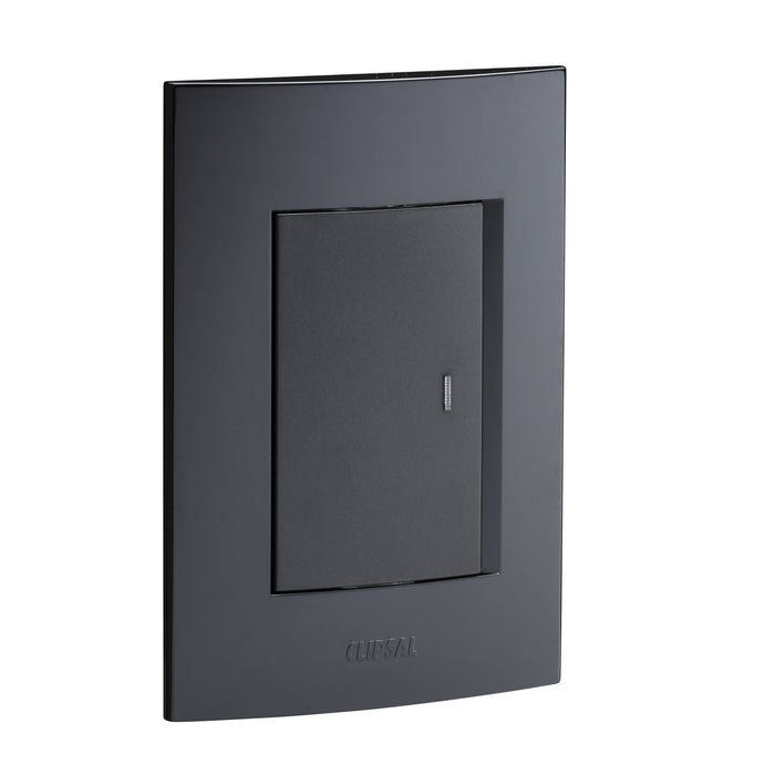 1 Lever, 2 way switch-vertical mount (1 x 3 wide module) 100mmx50mm - black