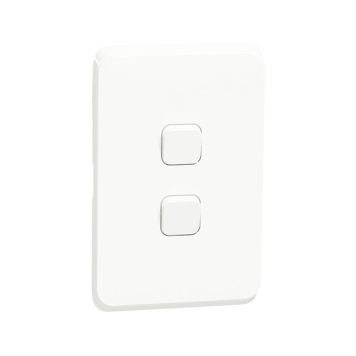 Iconic, cover frame with fixing frame, vertical, 2 rockers, white