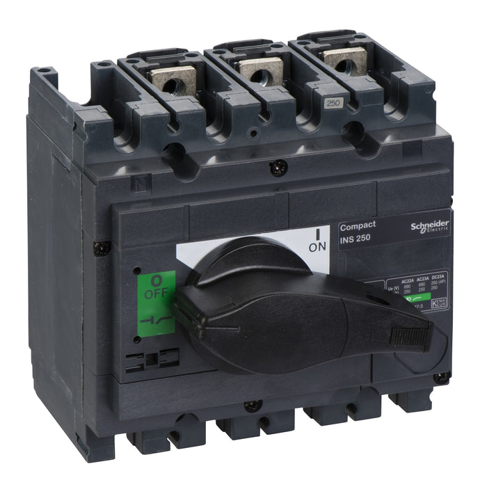 switch disconnector, Compact INS250 , 250 A, standard version with black rotary handle, 3 poles