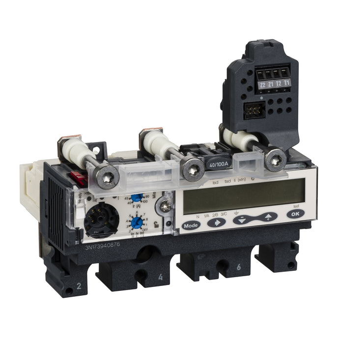 trip unit MicroLogic 6.2 E for ComPact NSX 100/160/250 circuit breakers, electronic, rating 100A, 3 poles 3d