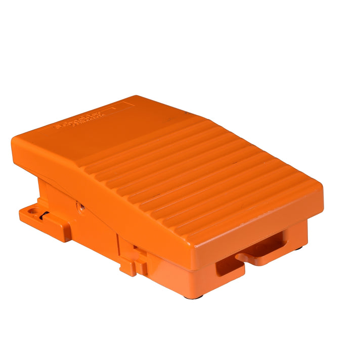 Preventa XPE, Single foot switch, metal, orange, without cover, 2 steps, 2 NO + 2 NC