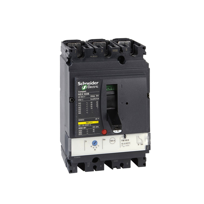 LV429670, Circuit breaker Compact NSX100H, 70 kA at 415 VAC, TMD trip unit 100 A, 3 poles 3d