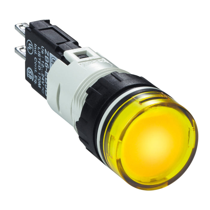 Complete pilot light, Harmony XB6, yellow Ø 16 with integral LED 12...24 V