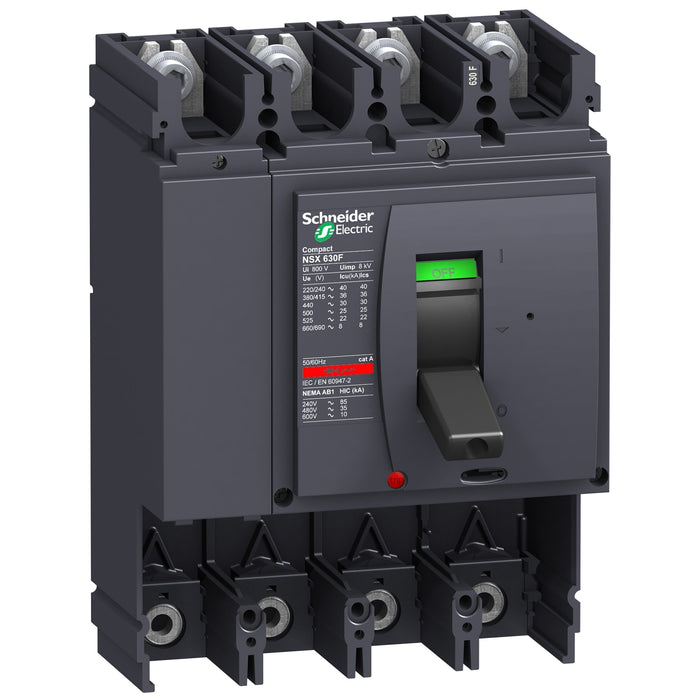 circuit breaker basic frame, ComPact NSX630N, 50 kA at 415 VAC 50/60 Hz, 630 A, without trip unit, 4 poles