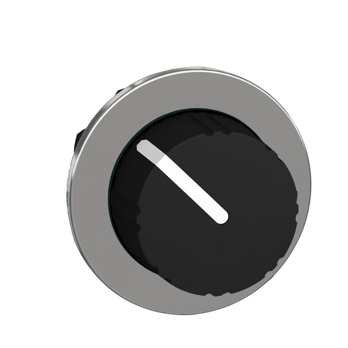 Head for selector switch, Harmony XB4, flush mounted black knurled knob 2 position stay put