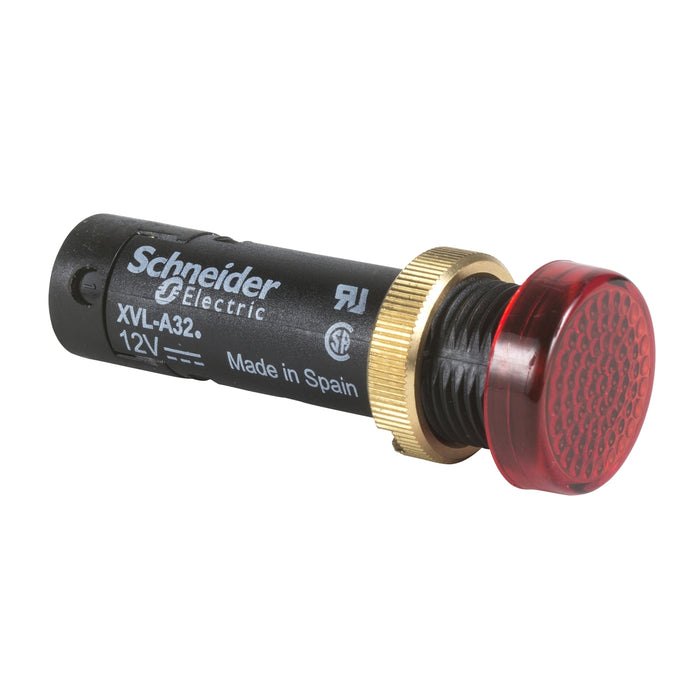 LED pilot light with integral lens cap, Harmony XVL, Ø 12, IP40/IP65, red, covered included, 48 V, lugs