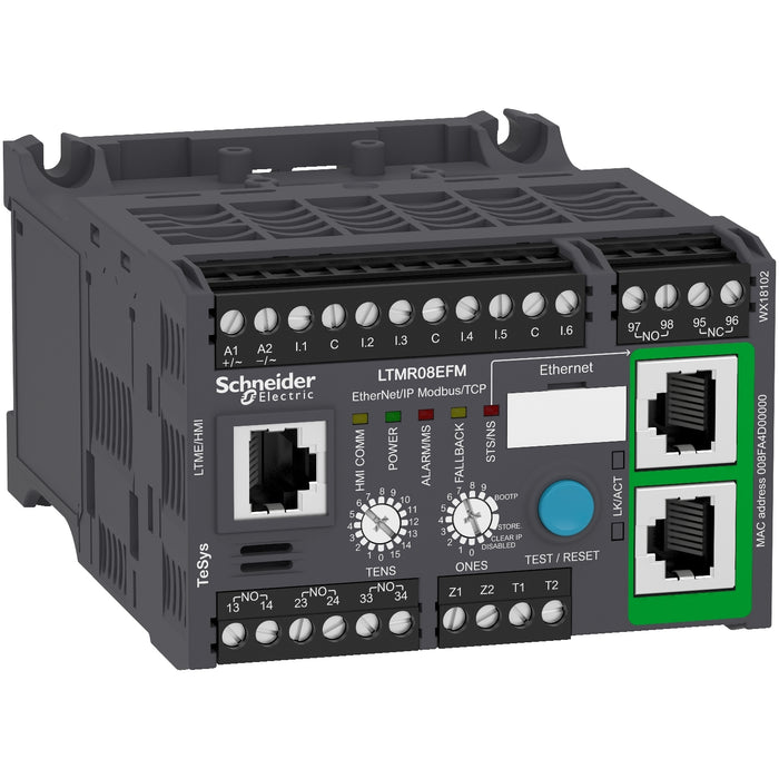 Motor Management, TeSys T, motor controller, Ethernet/IP, Modbus/TCP, 6 inputs, 3 outputs, 0.4 to 8A, 100 to 240 VAC
