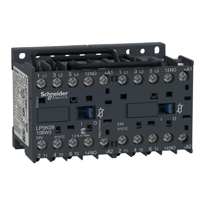 TeSys K reversing contactor - 3P - AC-3 <= 440 V 9 A - 1 NO - 24 V DC coil