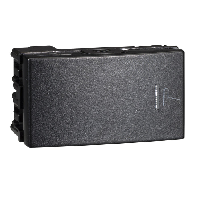Finger press switch (standard single pole, 2 way switch - 1 module wide) - black