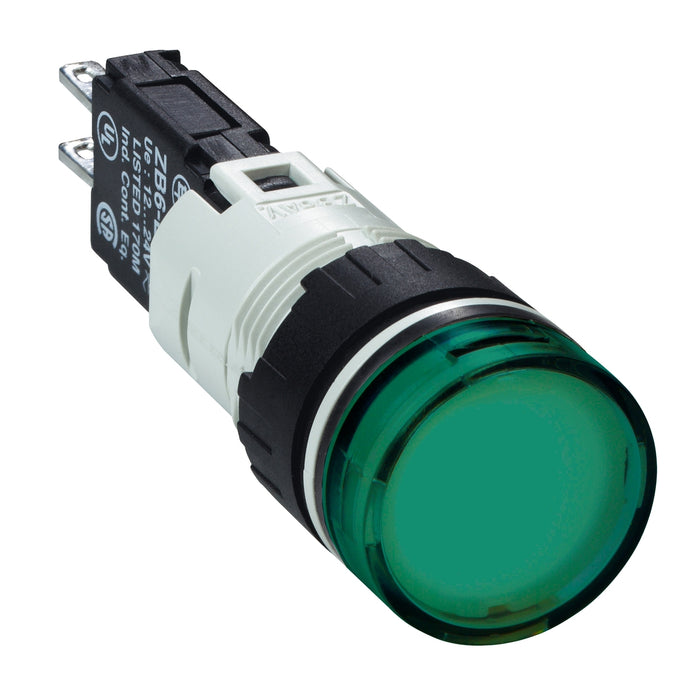 Complete pilot light, Harmony XB6, green Ø 16 with integral LED 12...24 V