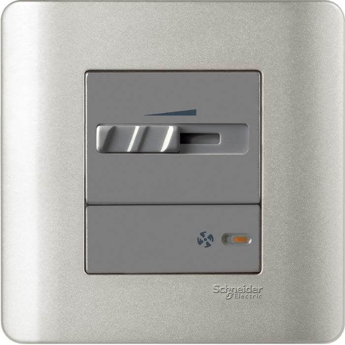 1 Gang Full-Flat Fan Controller, Silver Satin