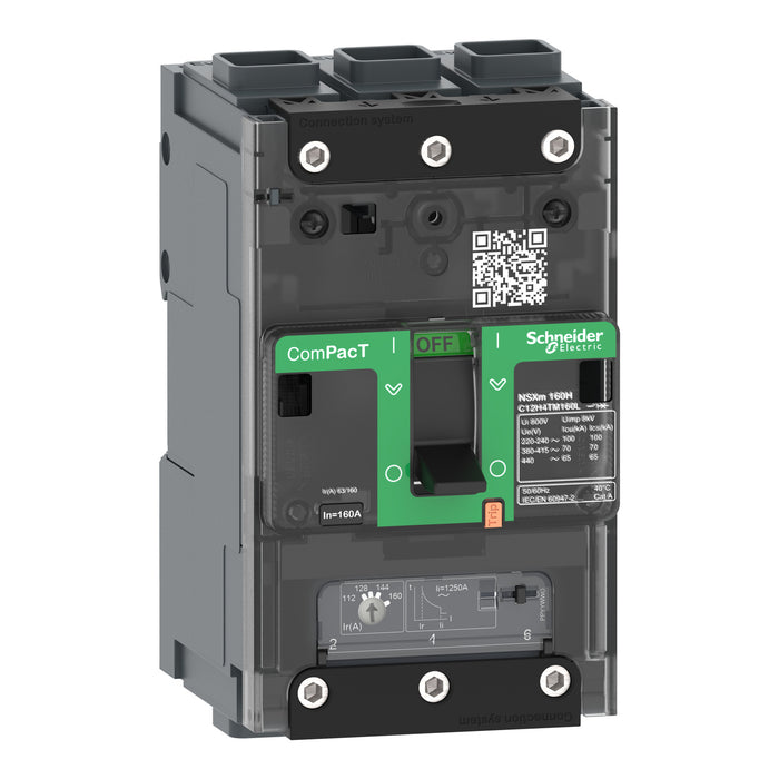 circuit breaker ComPacT NSXm B (25 kA at 415 VAC), 3P 3d, 16 A rating TMD trip unit, EverLink connectors