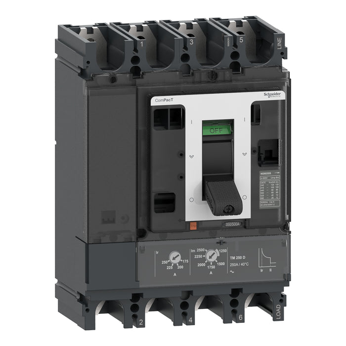 Circuit breaker ComPacT NSX320 DC PV, 320A, 1000 V, TM-D trip unit, 4 poles