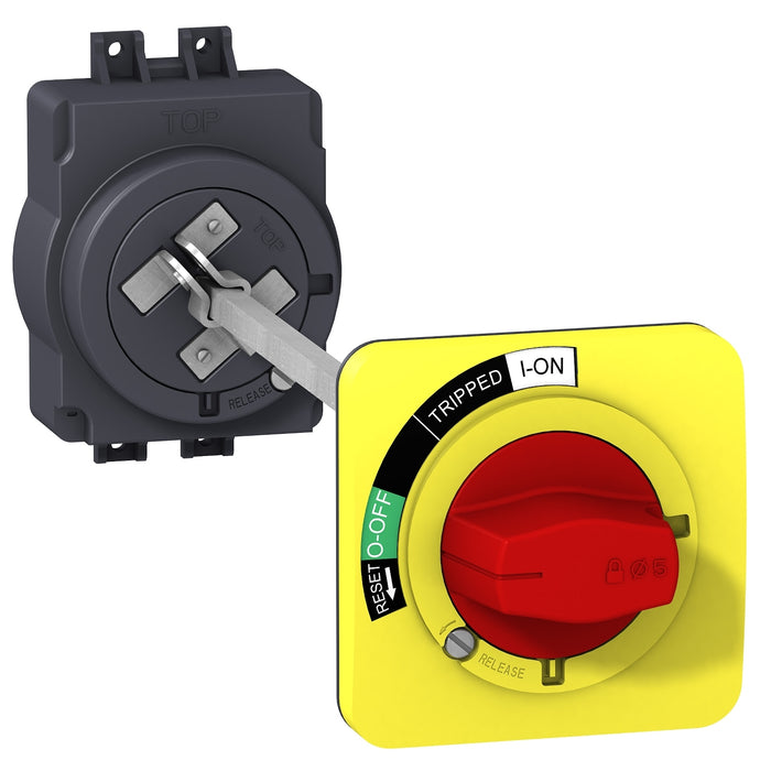 extended rotary handle, EasyPact EZC100, EasyPact CVS100BS, red handle, yellow front plate
