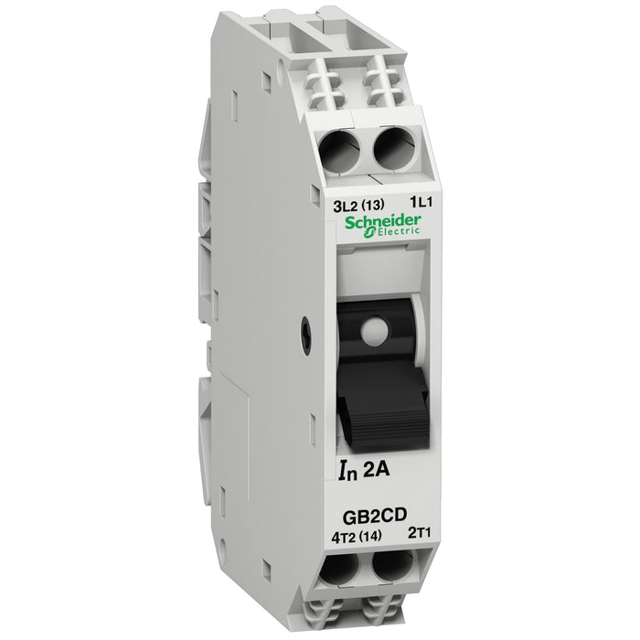 Thermal magnetic circuit breaker, TeSys GB2, 1P+N, 2 A, Icu 15 kA@240 V