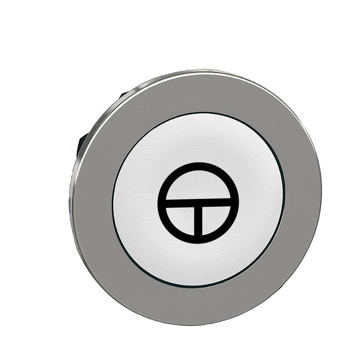 Head for non illuminated push button, Harmony XB4, flush mounted white flush caps pushbutton black marked "T"