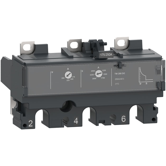 Trip unit TM80DC, ComPacT NSX 100 DC, thermal magnetic, 80A rating, 3 Poles 3d