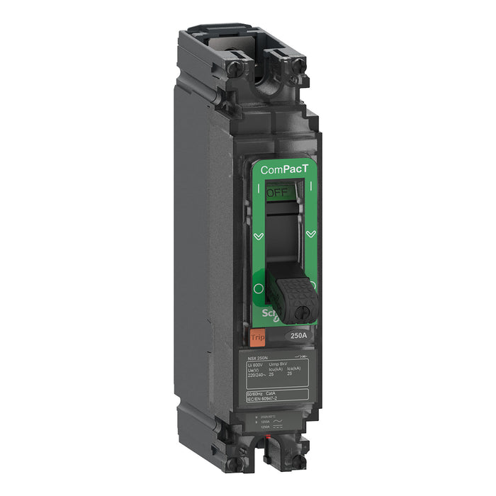Circuit breaker ComPacT NSX250N AC, 25kA at 240VAC, TMD trip unit 200A, 1 pole 1d