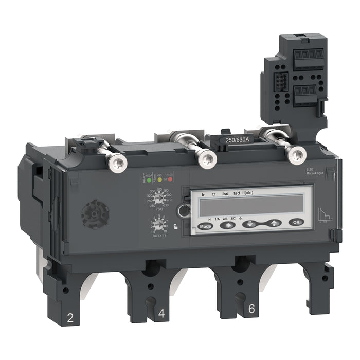 trip unit MicroLogic 5.3 E for ComPacT NSX 400/630 circuit breakers, electronic, rating 400A, 3 poles 3d