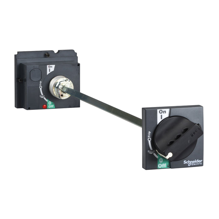 extended rotary handle, ComPact NSX 100/160/250, black handle, telescopic shaft 248 to 600 mm for withdrawable device, IP55