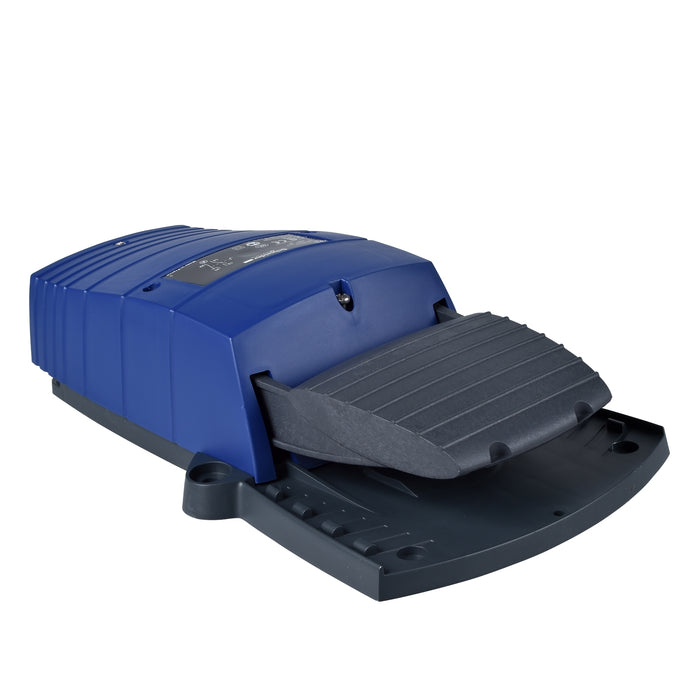 Foot switch, Harmony XPE, single IP66, without cover, plastic, blue, 2 NC + 2 NO