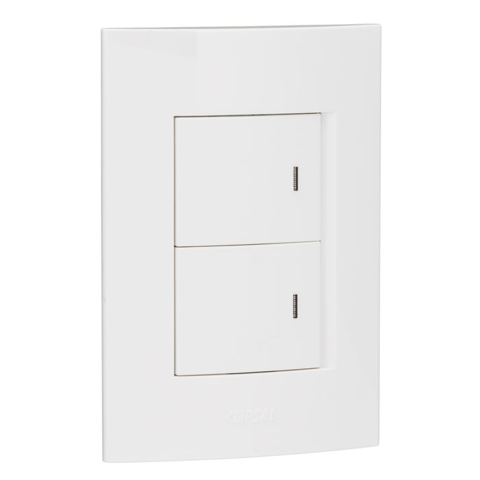 2 Lever, 2 way switch-vertical mount (2 x 1.5 wide module) - white